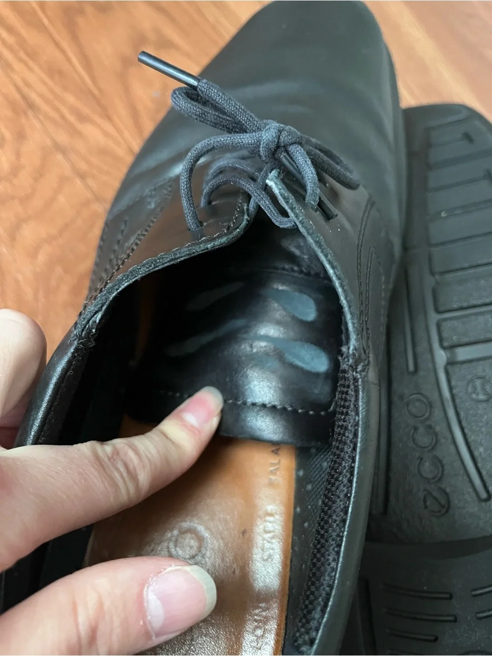 Ecco Black Leather Derby Dress Shoes